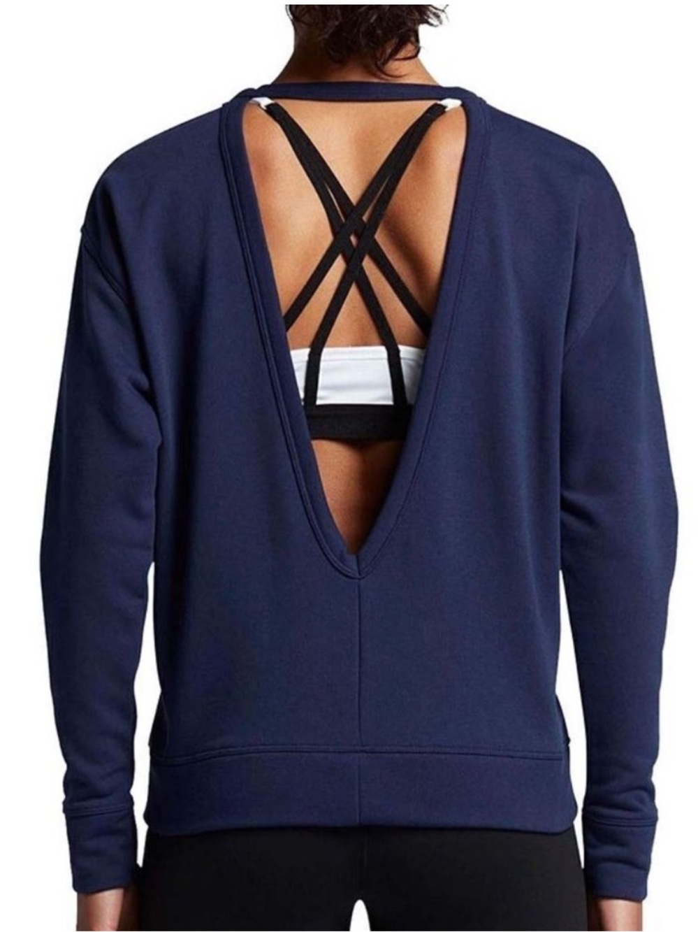 NIKE Dark Navy Blue Dri-FIT Verda Open Back Training Sweatshirt